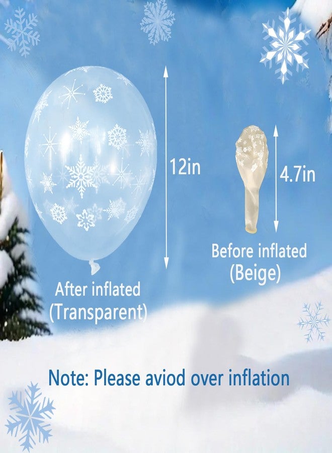 AzsVbvs 50PCS Clear Snowflake Balloons Winter Transparent Snowflakes Balloon 12 Inch Snowflake Latex Balloons Wonderland Decorations for Christmas Frozen Birthday Party Supplies (Clear) - Image 2